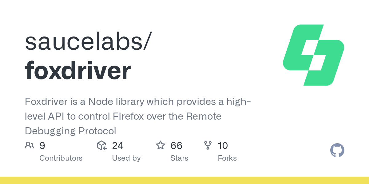 GitHub saucelabs/foxdriver Foxdriver is a Node library which