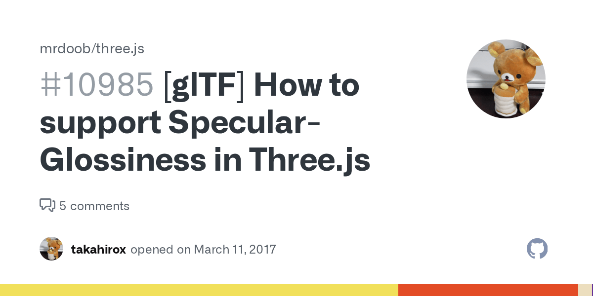 [glTF] How to support SpecularGlossiness in Three.js · Issue 10985 · mrdoob/three.js · GitHub