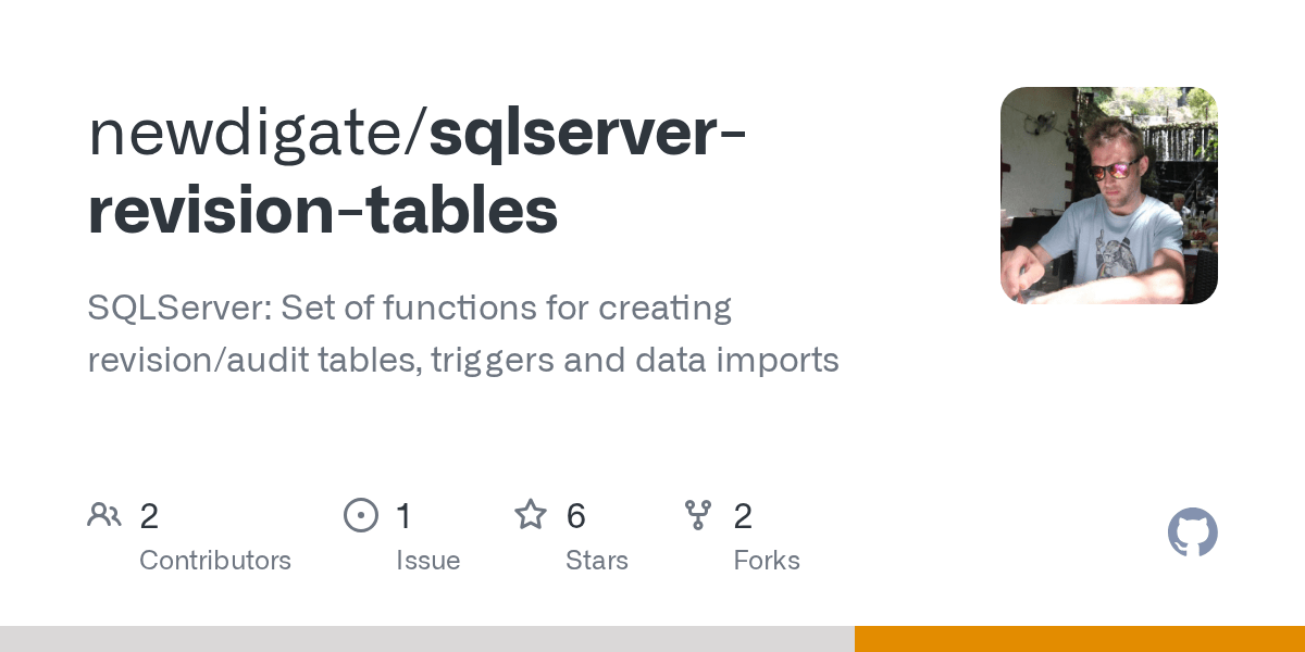 GitHub newdigate/sqlserverrevisiontables SQLServer Set of
