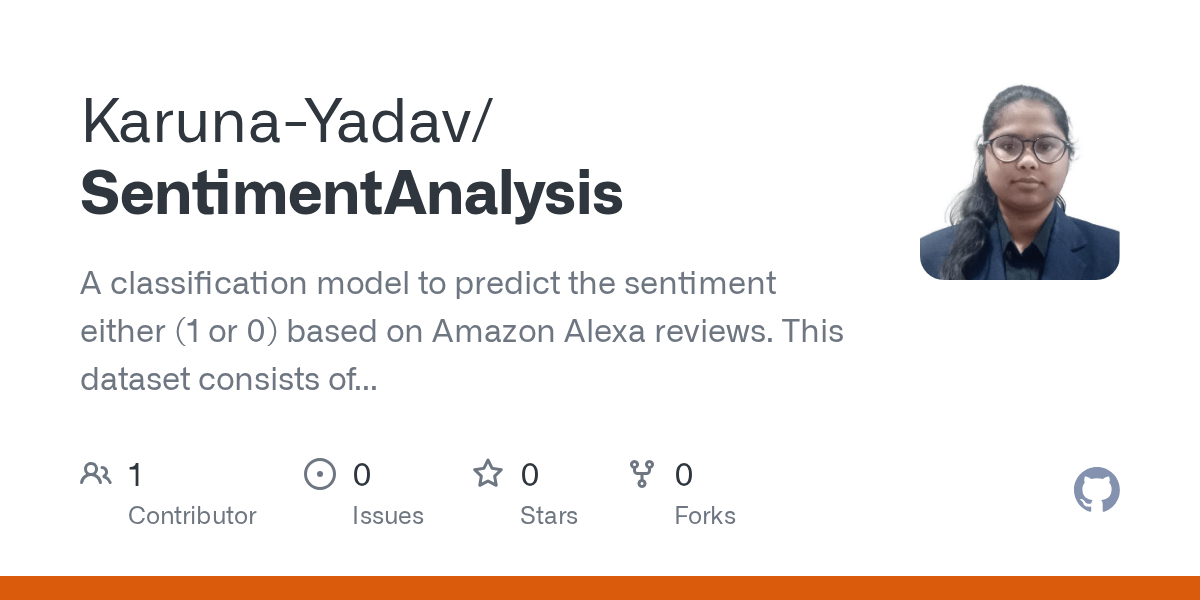 GitHub KarunaYadav/SentimentAnalysis A classification model to