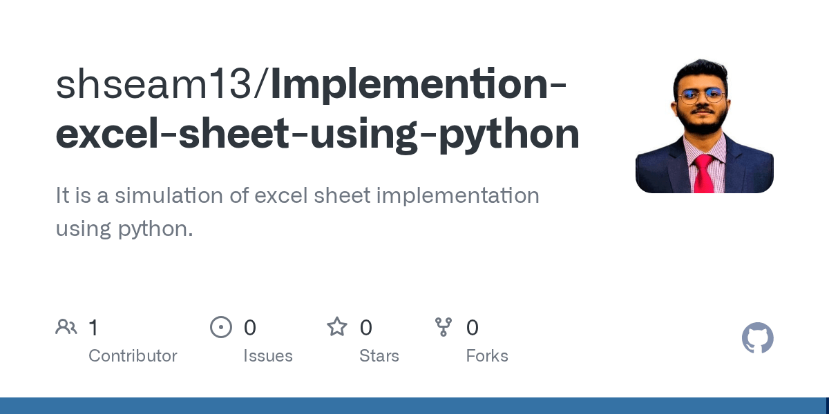 GitHub shseam13/Implementionexcelsheetusingpython It is a