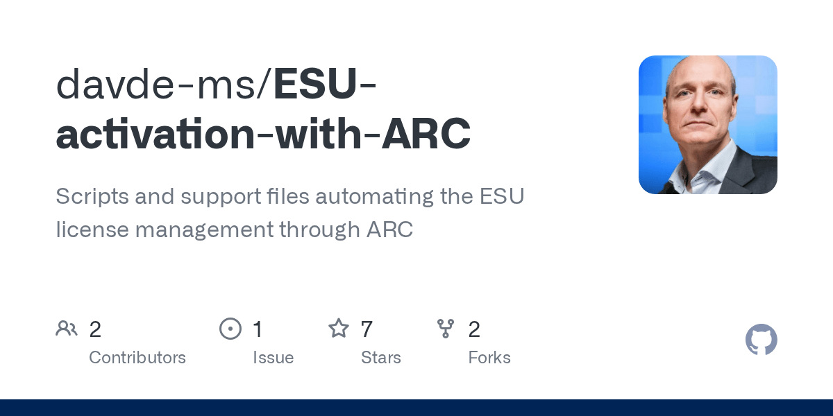 GitHub davdems/ESUactivationwithARC Scripts and support files