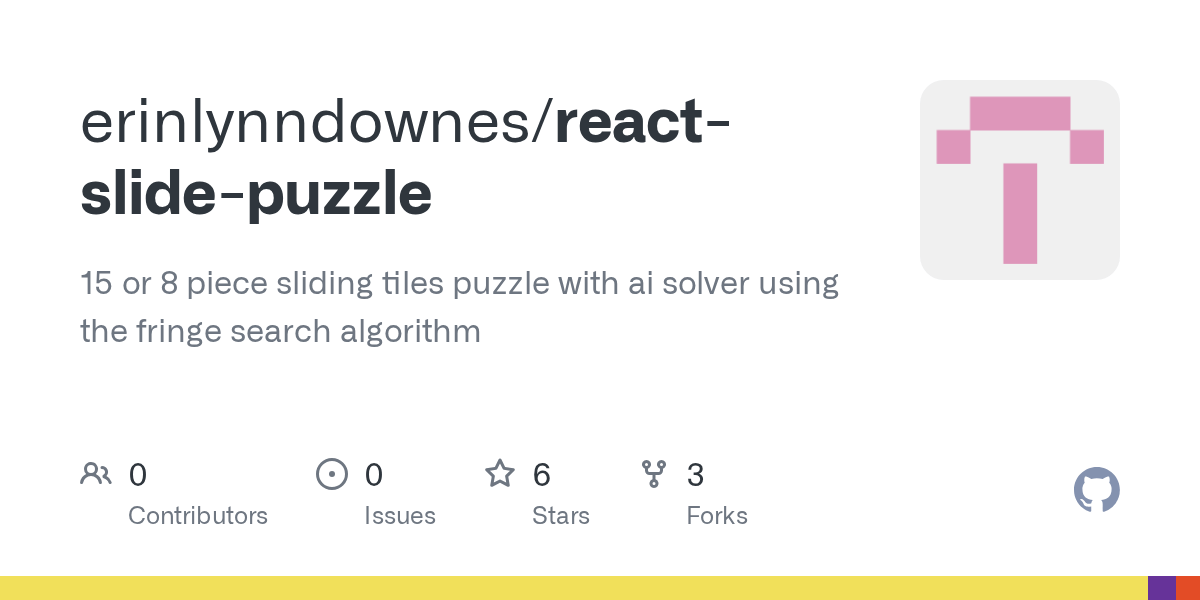 GitHub erinlynndownes/reactslidepuzzle 15 or 8 piece sliding tiles