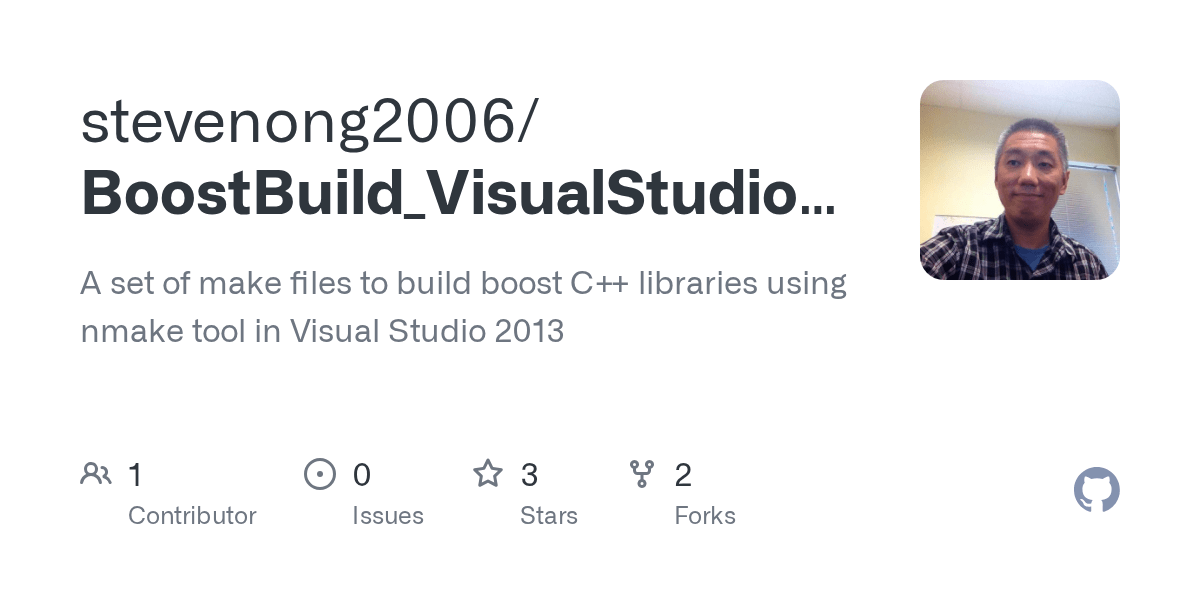 GitHub stevenong2006/BoostBuild_VisualStudio2013 A set of make files