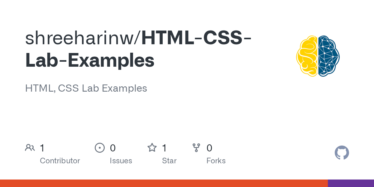 GitHub shreeharinw/HTMLCSSLabExamples HTML, CSS Lab Examples