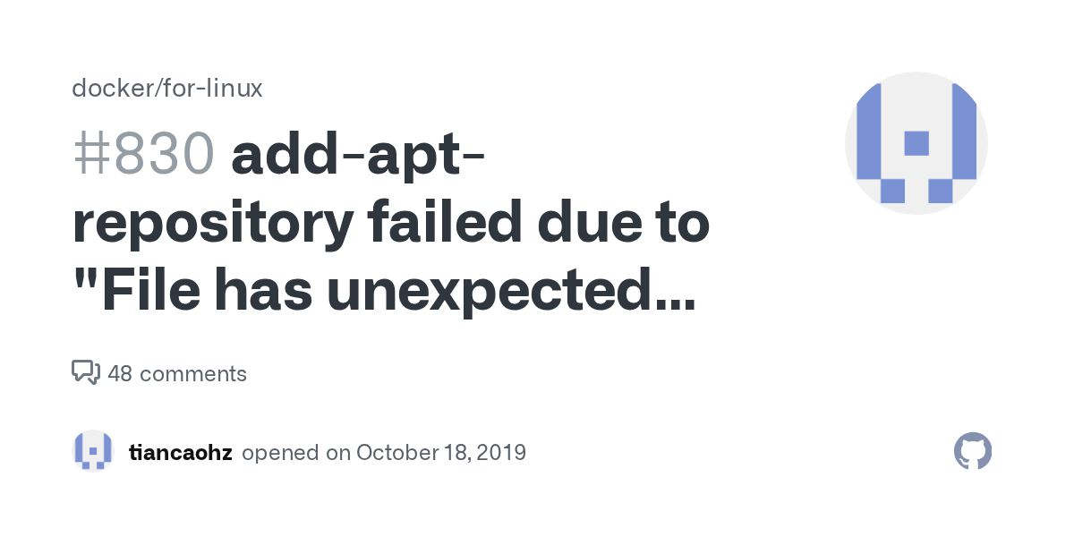 addaptrepository failed due to "File has unexpected size" · Issue 830 · docker/forlinux · GitHub