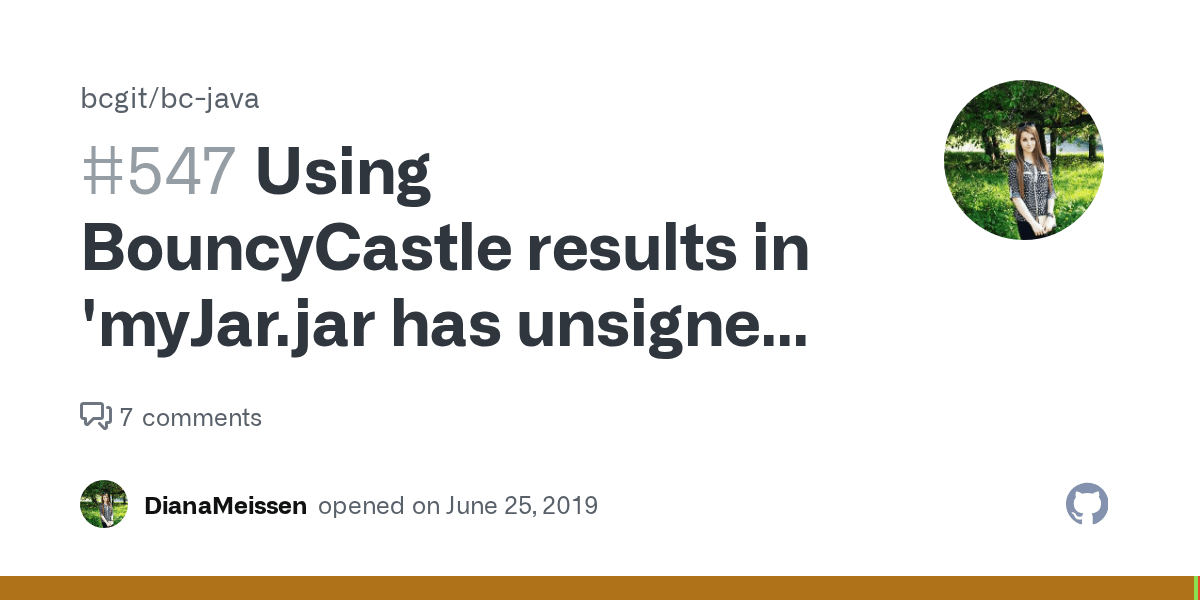Using BouncyCastle results in 'myJar.jar has unsigned entries' · Issue