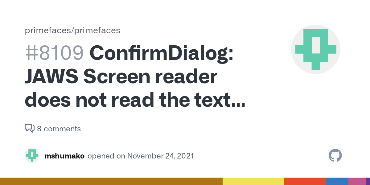 ConfirmDialog JAWS Screen reader does not read the text itself · Issue