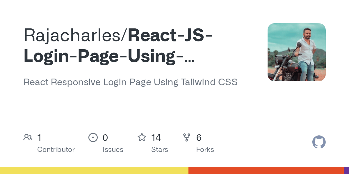 GitHub Rajacharles/ReactJSLoginPageUsingTailwindCSS React