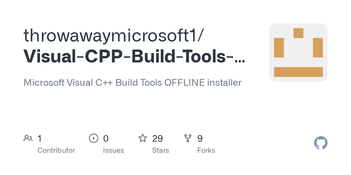 GitHub throwawaymicrosoft1/VisualCPPBuildToolsOFFLINEinstaller
