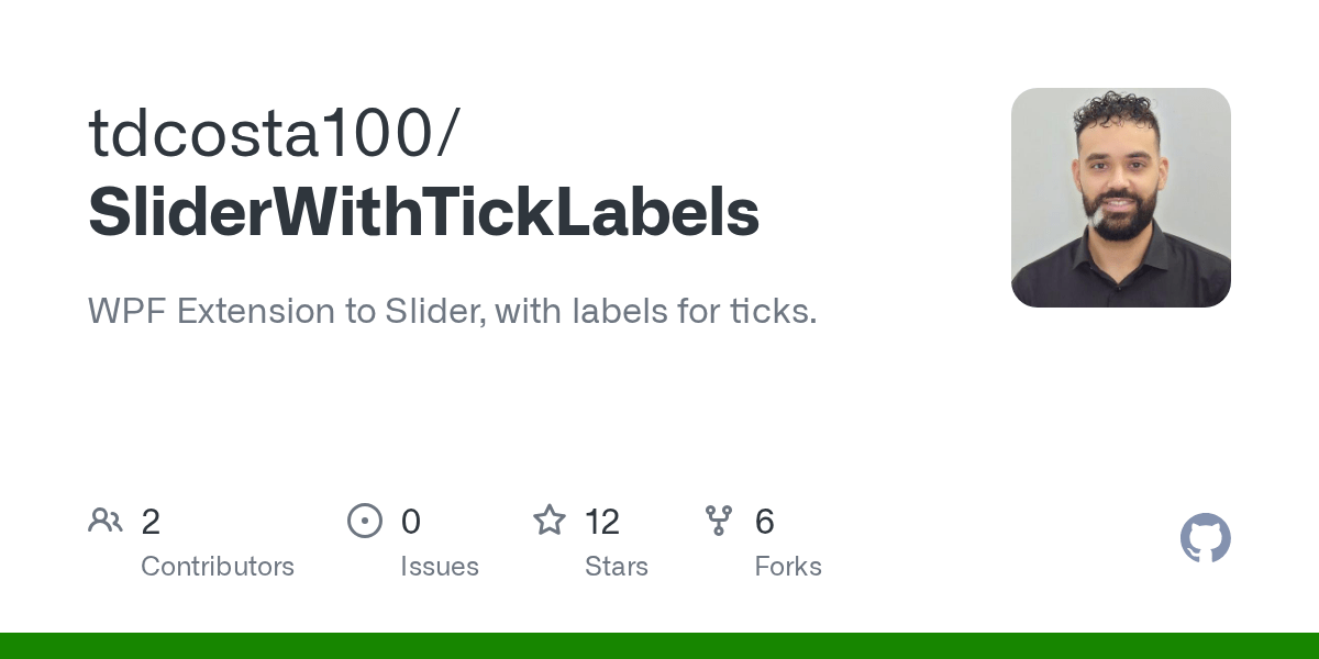 GitHub tdcosta100/SliderWithTickLabels WPF Extension to Slider, with