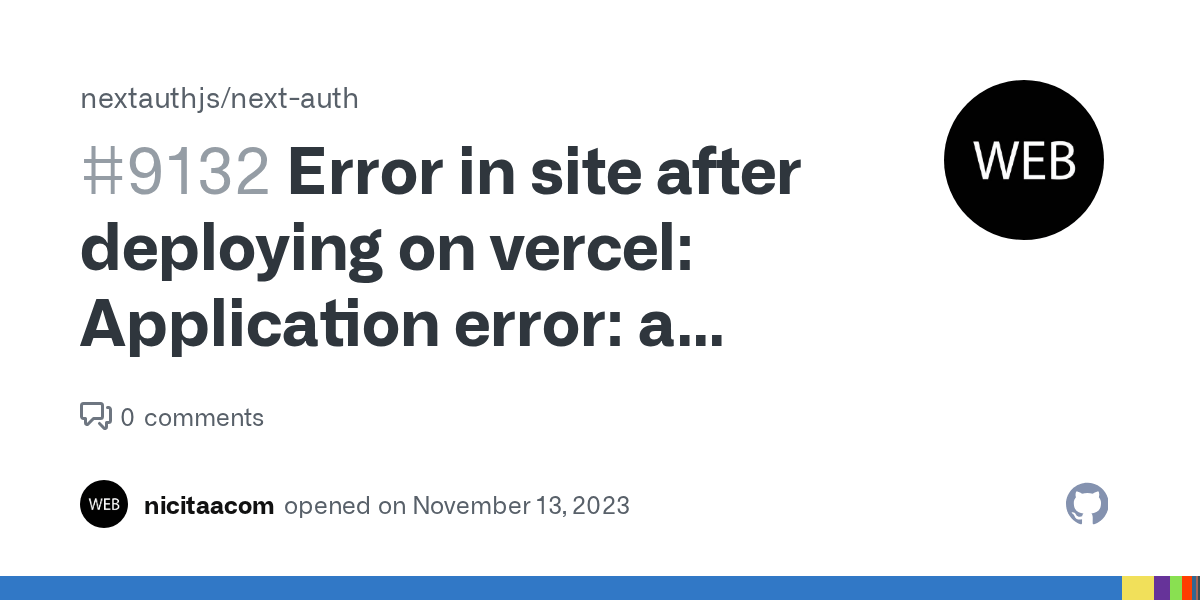 Error in site after deploying on vercel Application error a server