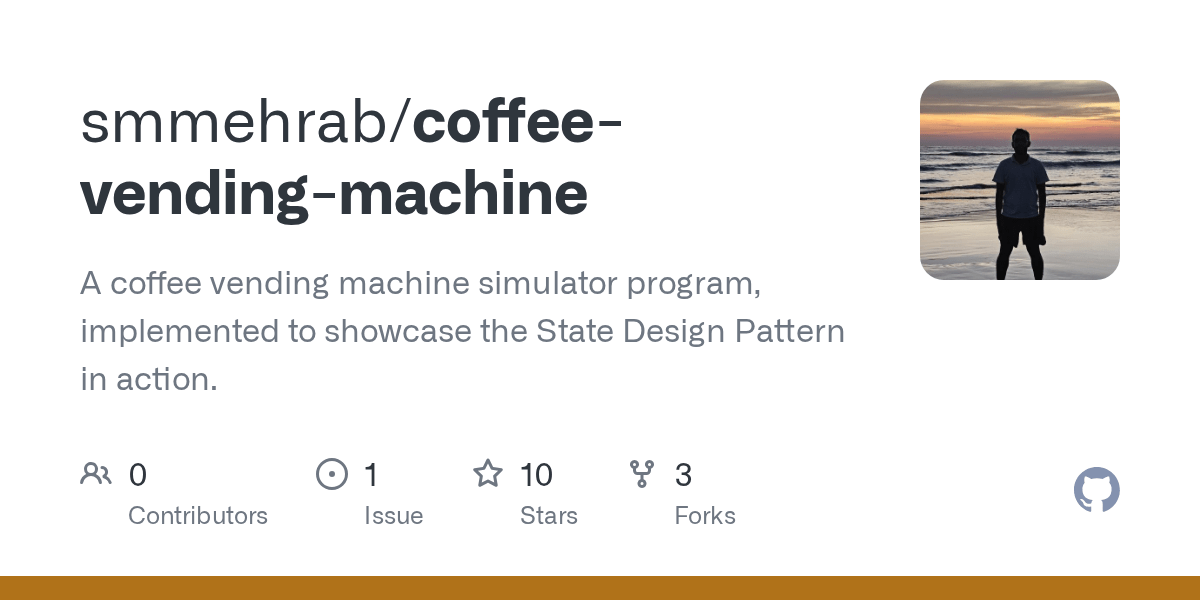 GitHub smmehrab/coffeevendingmachine A coffee vending machine simulator program
