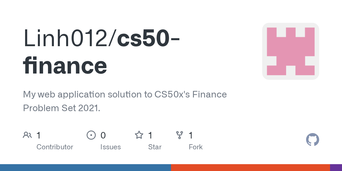 GitHub Linh012/cs50finance My web application solution to CS50x's