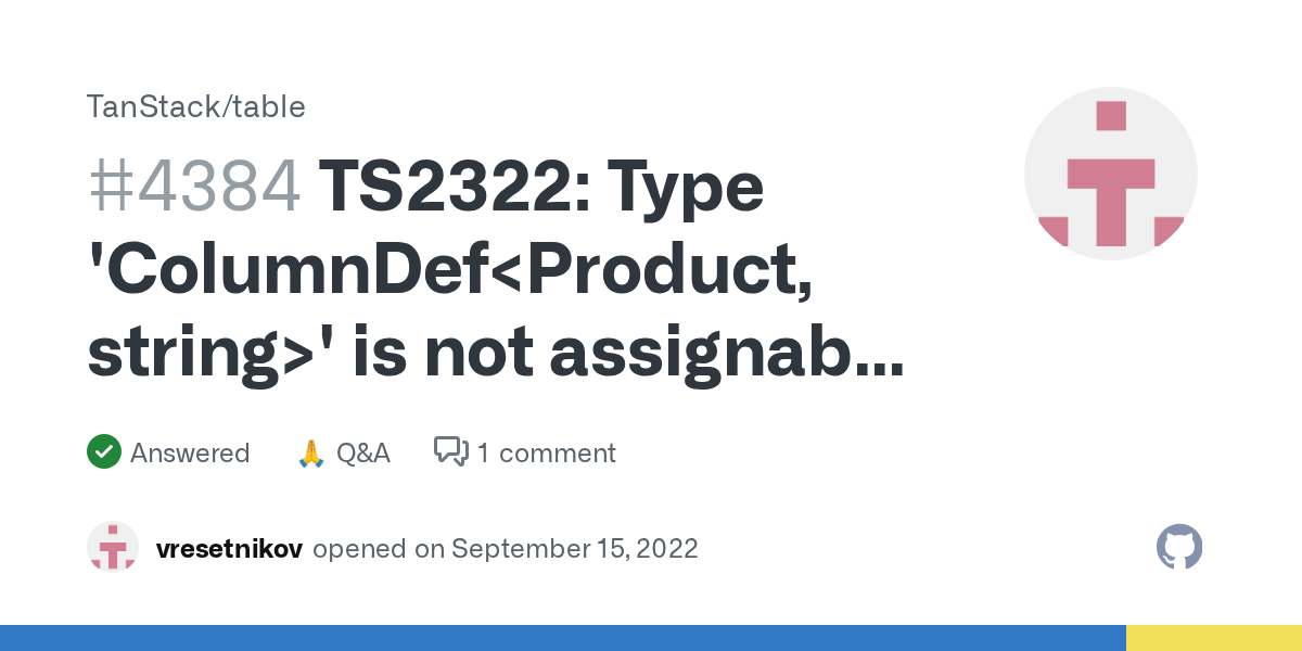 TS2322 Type 'ColumnDef ' is not assignable to type 'ColumnDef