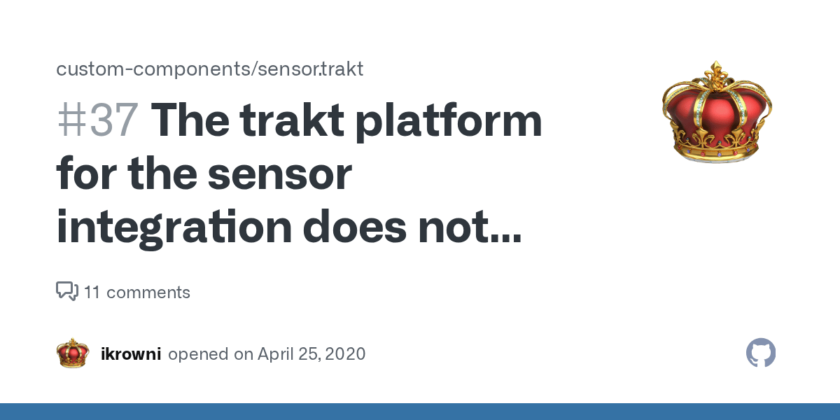 The trakt platform for the sensor integration does not support platform