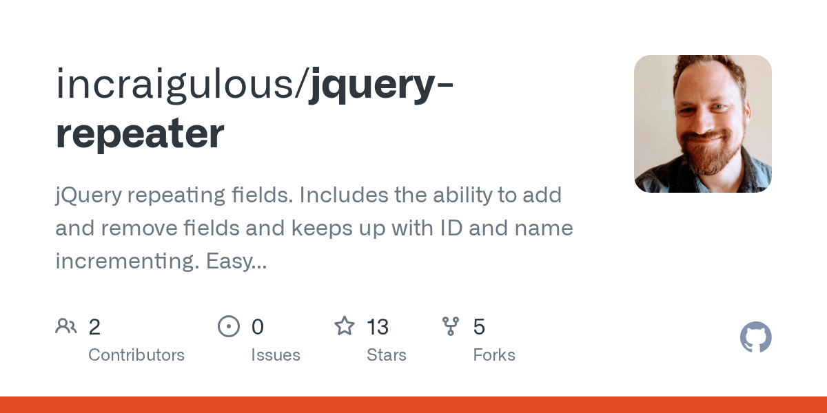 GitHub incraigulous/jqueryrepeater jQuery repeating fields
