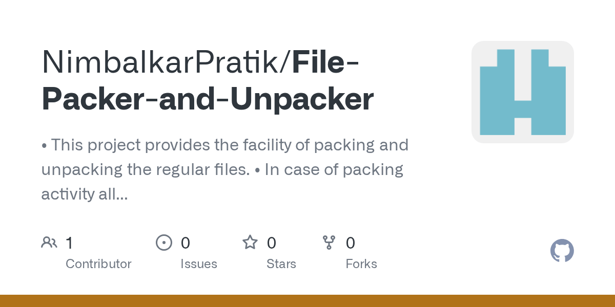 GitHub NimbalkarPratik/FilePackerandUnpacker • This project