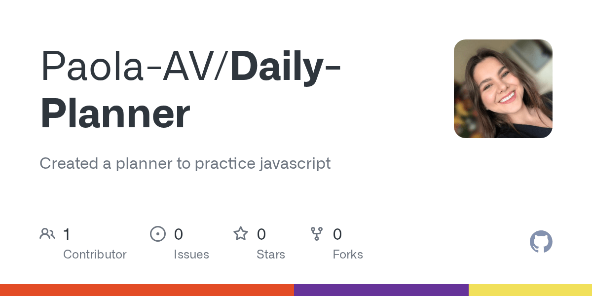 GitHub PaolaAV/DailyPlanner Created a planner to practice javascript