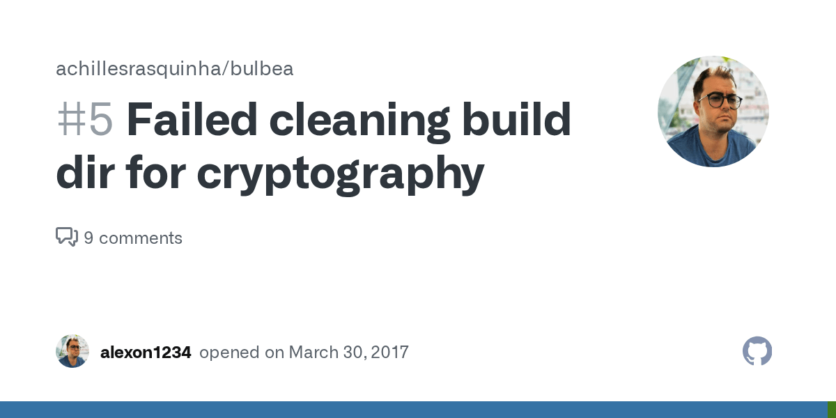 Failed cleaning build dir for cryptography · Issue #5 