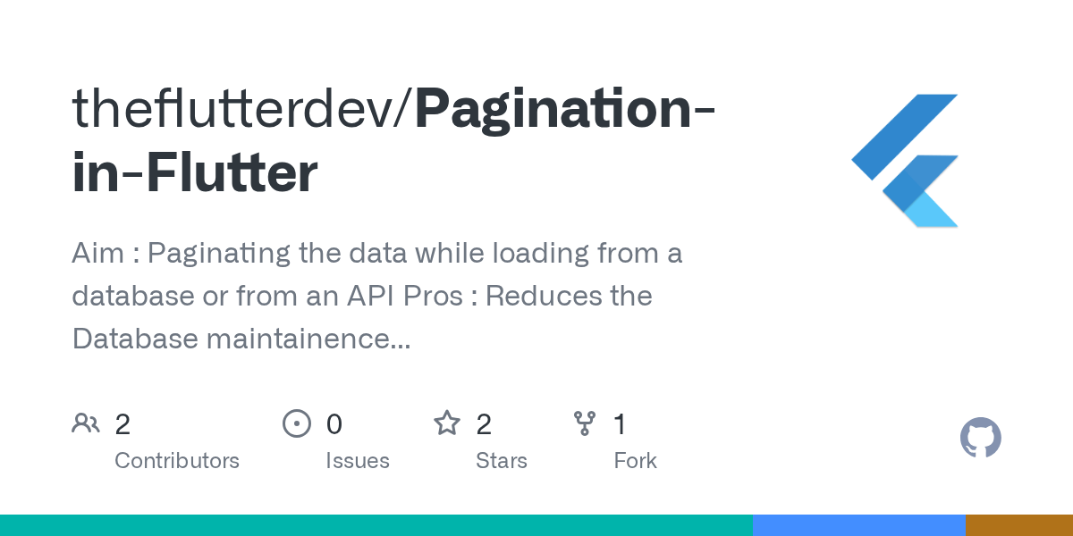 GitHub theflutterdev/PaginationinFlutter Aim Paginating the data