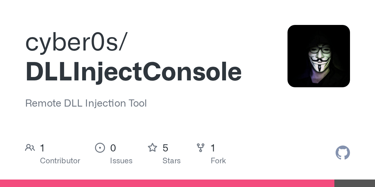 GitHub XinChuanghe/DLLInjectConsole Remote DLL Injection Tool