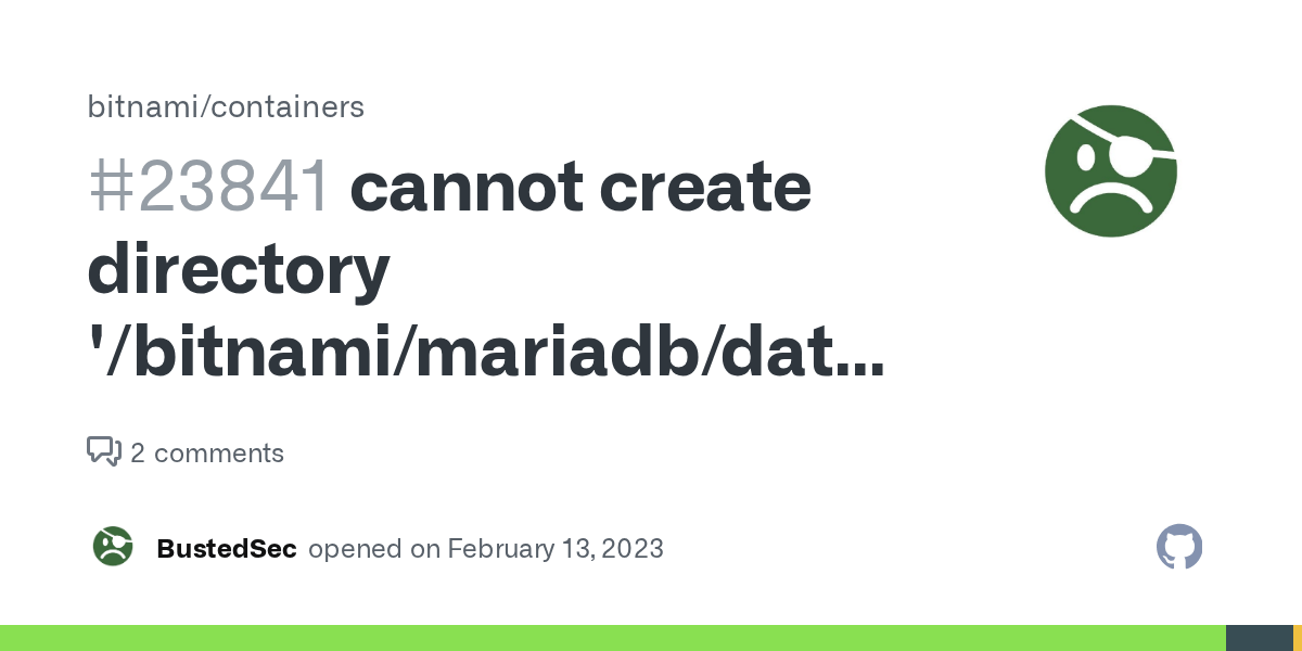 cannot create directory '/bitnami/mariadb/data' Permission denied