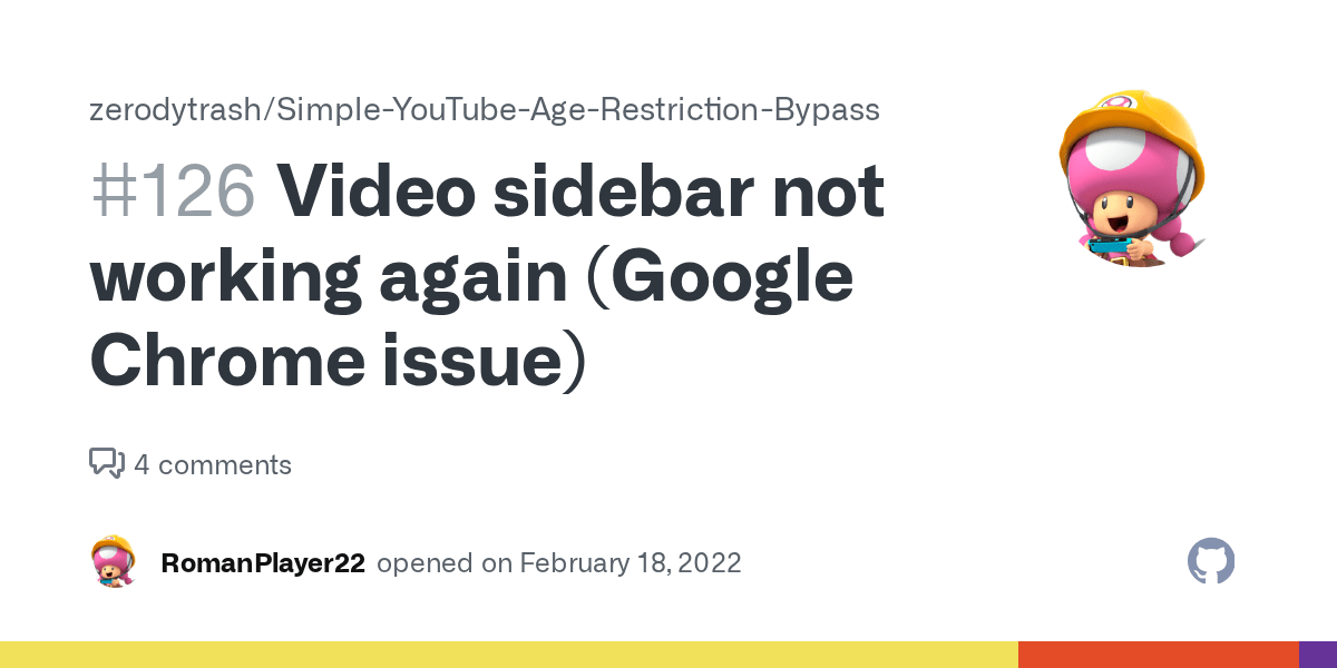 Video sidebar not working again (Google Chrome issue) · Issue 126