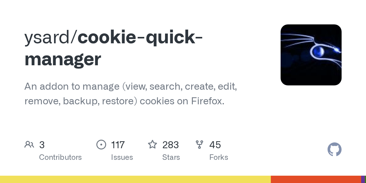 GitHub ysard/cookiequickmanager An addon to manage (view, search, create, edit, remove