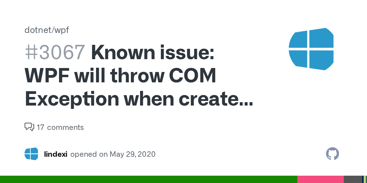 Known issue WPF will throw COM Exception when create