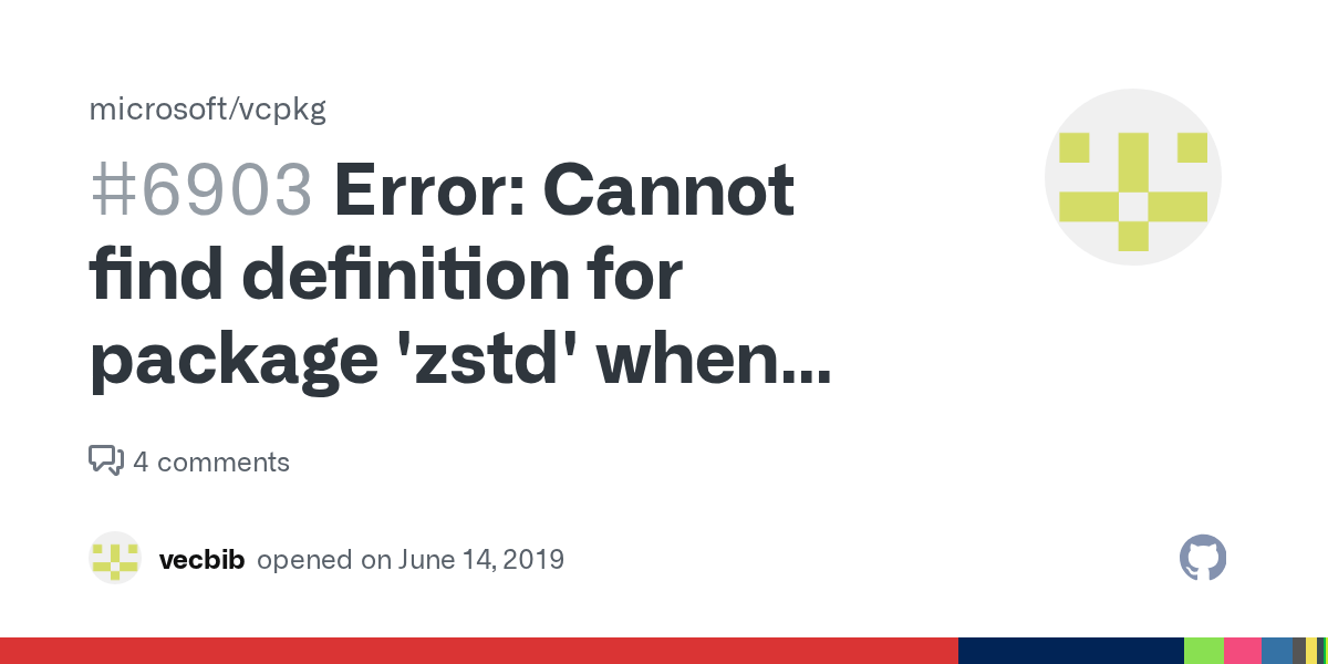 Error Cannot find definition for package 'zstd' when trying to install pcl · Issue 6903