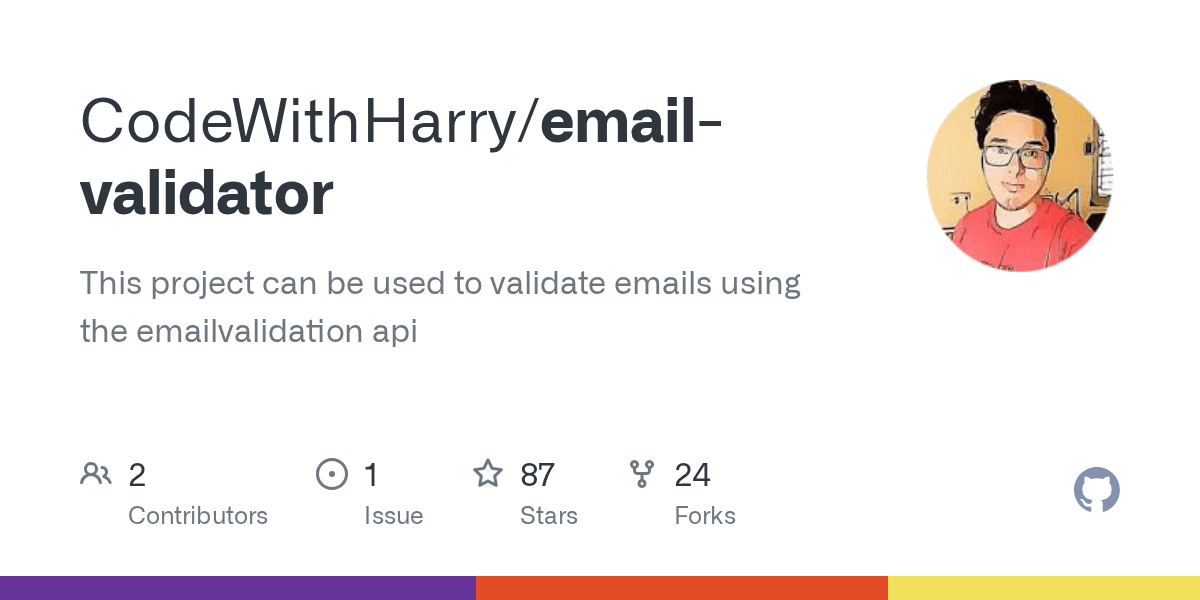 GitHub CodeWithHarry/emailvalidator This project can be used to