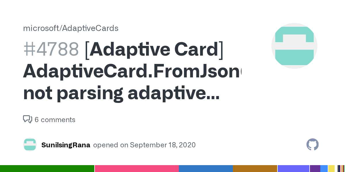 [Adaptive Card] AdaptiveCard.FromJson() not parsing adaptive card json