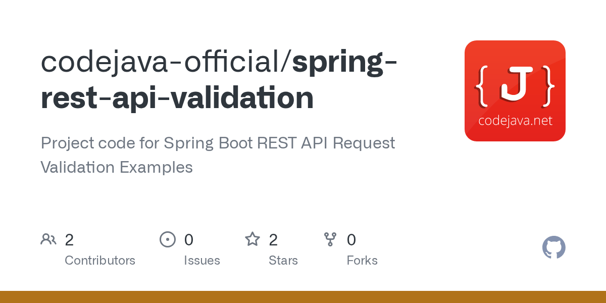 GitHub codejavaofficial/springrestapivalidation Project code for