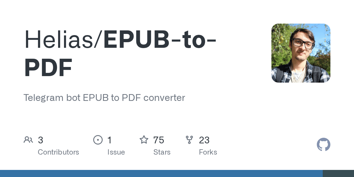 GitHub Helias/EPUBtoPDF Telegram bot EPUB to PDF converter