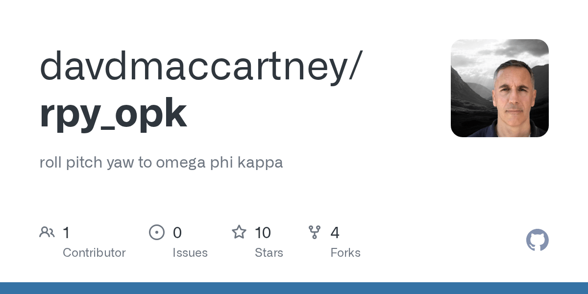 GitHub davdmaccartney/rpy_opk roll pitch yaw to omega phi kappa