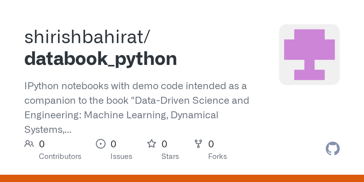 GitHub shirishbahirat/databook_python IPython notebooks with demo