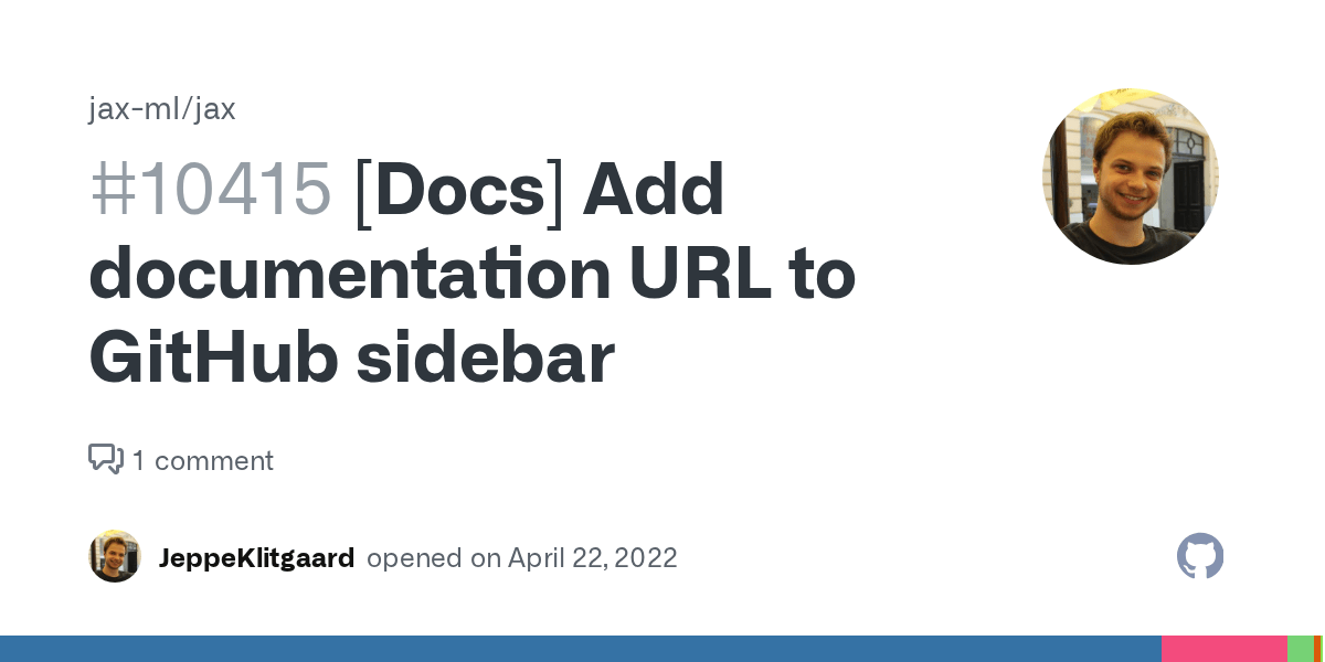[Docs] Add documentation URL to GitHub sidebar · Issue 10415 · google