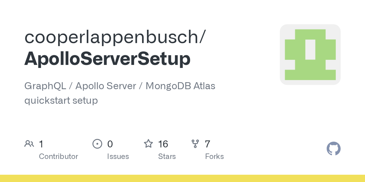 GitHub cooperlappenbusch/ApolloServerSetup GraphQL / Apollo Server