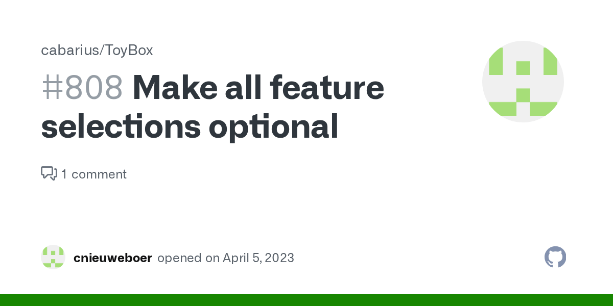 Make all feature selections optional · Issue 808 · cabarius/ToyBox · GitHub