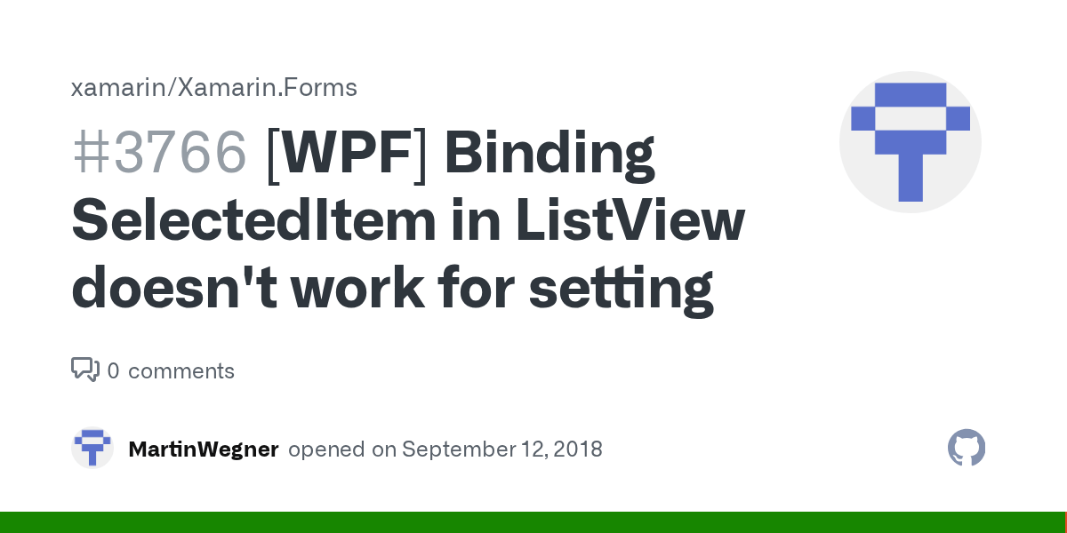 [WPF] Binding SelectedItem in ListView doesn't work for setting · Issue