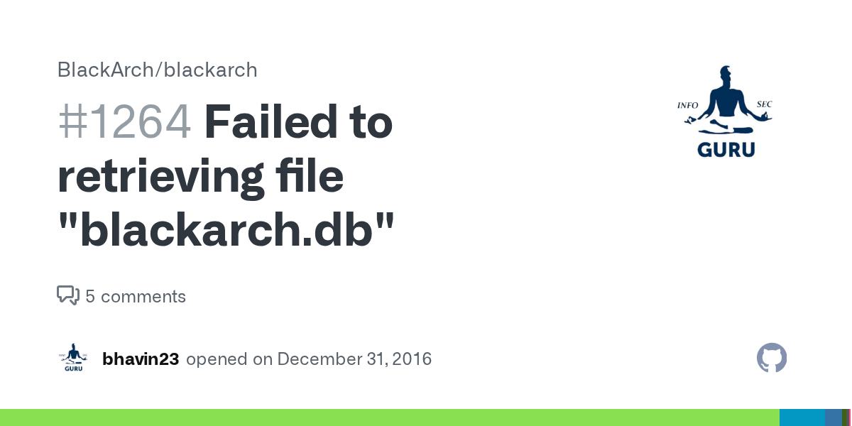 Failed to retrieving file "blackarch.db" · Issue 1264 · BlackArch
