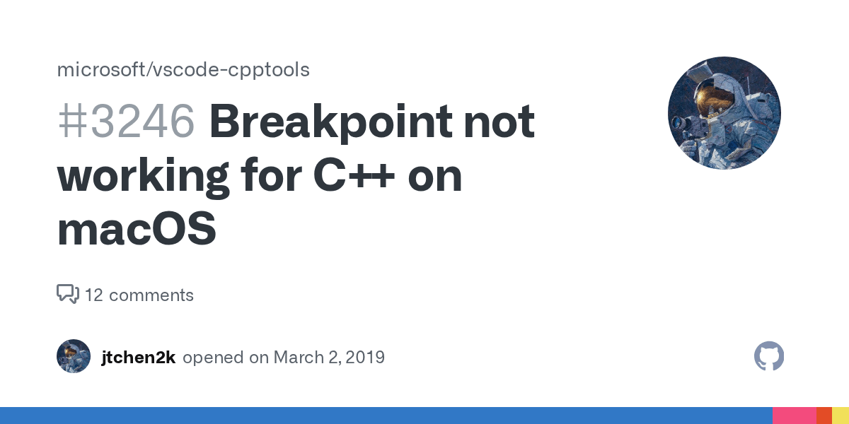 Breakpoint not working for C++ on macOS · Issue 3246 · microsoft
