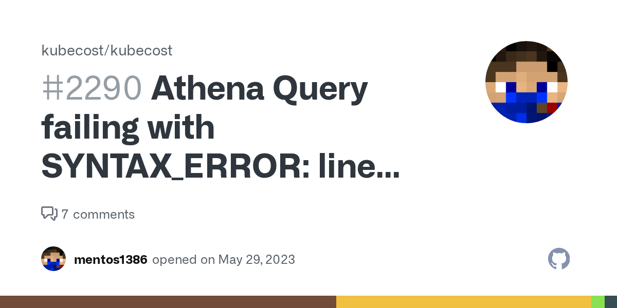Athena Query failing with SYNTAX_ERROR line 67 Schema cost_and_usage