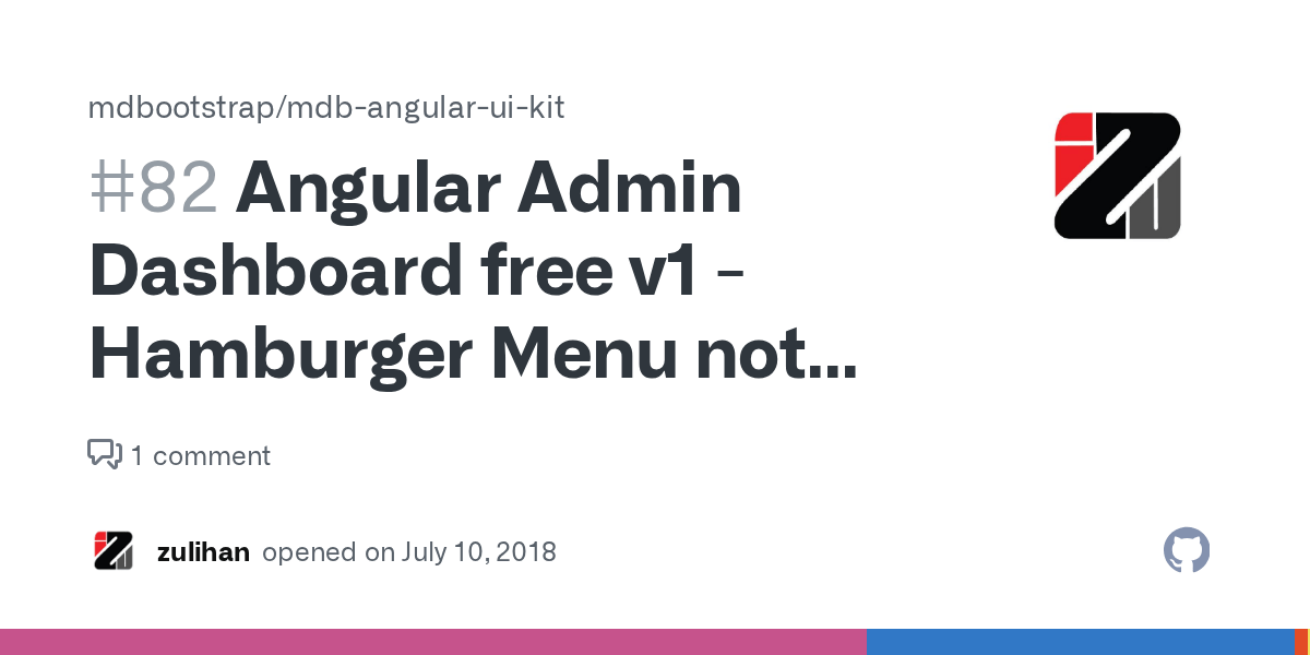 Angular Admin Dashboard free v1 Hamburger Menu not working · Issue