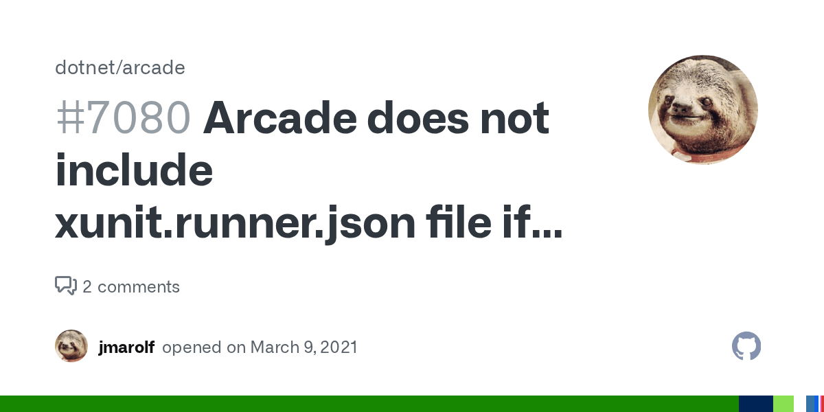 Arcade does not include xunit.runner.json file if being run with the VS