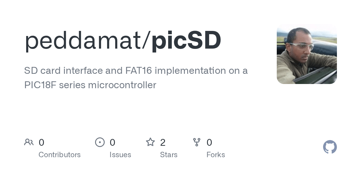 GitHub peddamat/picSD SD card interface and FAT16 implementation on