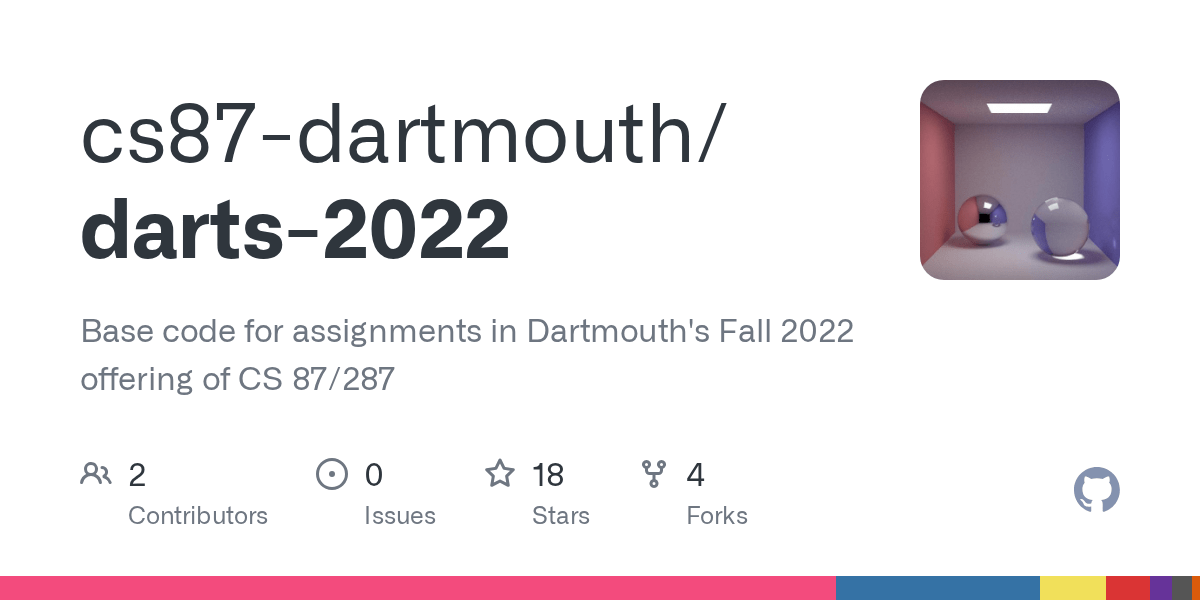 GitHub cs87dartmouth/darts2022 Base code for assignments in