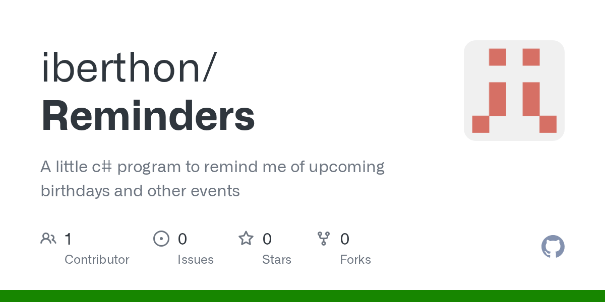 GitHub iberthon/Reminders A little c program to remind me of
