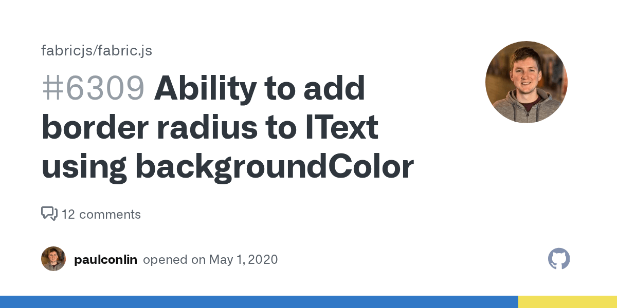 Ability to add border radius to IText using backgroundColor · Issue